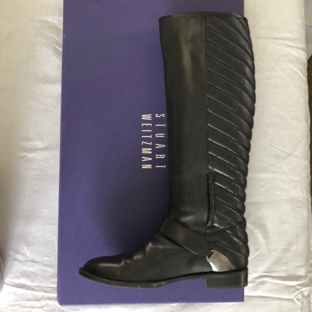 Stuart Weitzman Black Calf Raceway Boots